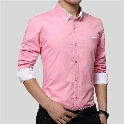 VISADA JAUNA 2018 New Men Shirts Business Long Sleeve Turn-down Collar Cotton Male Shirt Slim Fit Popular Designs N837
