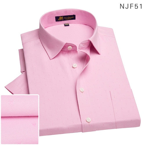 2019Summer turndown collar short sleeve oxford fabric soft print business men smart casual shirts with chest pocket S-4xl 8color